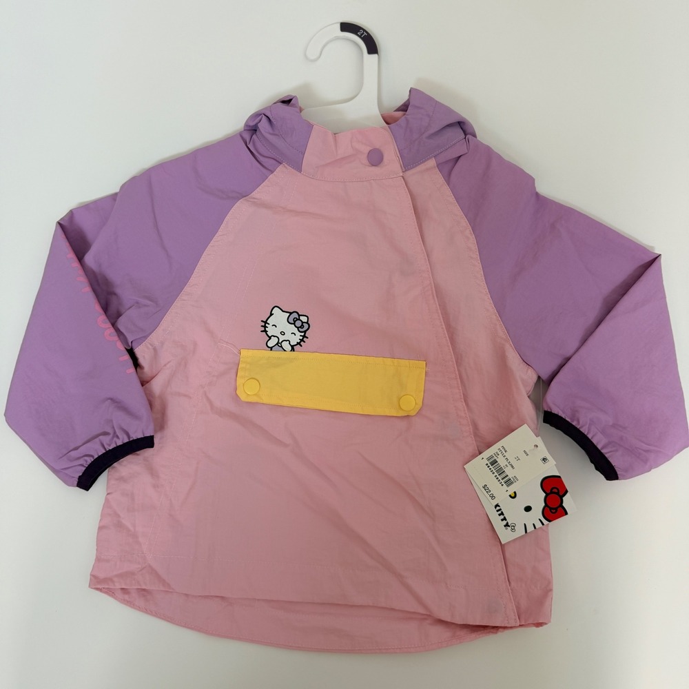 Hello Kitty Sanrio Girls Pink Hooded Windbreaker Jacket 2T NEW